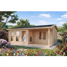 Gartenhaus „Malaga 1” 7x4m | Einzimmer-Gartenblockhaus mit Dusche und Toilette | Holzgartenhaus | Kleines Gartenblockhaus mit Terrasse Gartenhaus „Malaga 1” 7x4m | Einzimmer-Gartenblockhaus mit Dusche und Toilette | Holzgartenhaus | Kleines Gartenblockhaus mit Terrasse