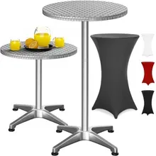 Stehtisch Silber 115x60cm + Stehtischhusse Grau Ø60cm Stehtisch Silber 115x60cm + Stehtischhusse Grau Ø60cm
