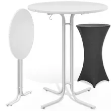 Stehtisch Weiß 110x70cm + Stehtischhusse Grau Ø70cm Stehtisch Weiß 110x70cm + Stehtischhusse Grau Ø70cm