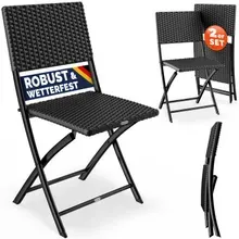 Polyrattan Klappstuhl Rom 2er-Set Schwarz Polyrattan Klappstuhl Rom 2er-Set Schwarz