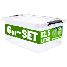Aufbewahrungsbox 6er-Set 39x29x17cm 12,5L transparent stapelbar BPA-frei Aufbewahrungsbox 6er-Set 39x29x17cm 12,5L transparent stapelbar BPA-frei