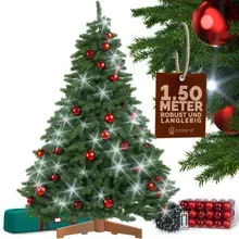 Casaria® Künstlicher Weihnachtsbaum Premium 150cm + Kugeln Rot + Lichterkette kaltweiß Casaria® Künstlicher Weihnachtsbaum Premium 150cm + Kugeln Rot + Lichterkette kaltweiß