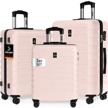Hartschalenkoffer New York Set 3-tlg Pastellrosa Rollen 360º ABS Hartschalenkoffer New York Set 3-tlg Pastellrosa Rollen 360º ABS