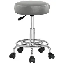 Rollhocker Kunstleder Grau 360° drehbar Fußablage Rollhocker Kunstleder Grau 360° drehbar Fußablage