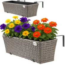 Polyrattan Blumenkasten 2er-Set Creme Polyrattan Blumenkasten 2er-Set Creme
