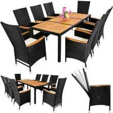 Casaria® Polyrattan Garten-Sitzgruppe 9-tlg Schwarz Casaria® Polyrattan Garten-Sitzgruppe 9-tlg Schwarz
