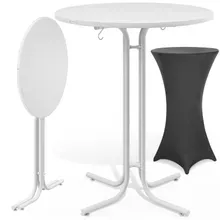 Casaria® Stehtisch Weiß 110x70cm + Stehtischhusse Grau Ø70cm Casaria® Stehtisch Weiß 110x70cm + Stehtischhusse Grau Ø70cm