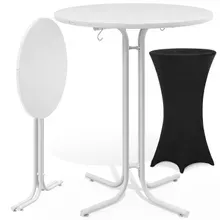Stehtisch Weiß 110x80cm + Stehtischhusse Schwarz Ø80cm Stehtisch Weiß 110x80cm + Stehtischhusse Schwarz Ø80cm