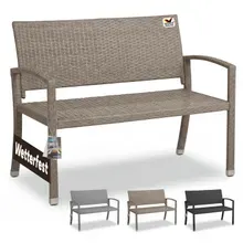 Polyrattan Gartenbank Creme-Beige 122x58x87cm Polyrattan Gartenbank Creme-Beige 122x58x87cm