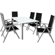 Garten-Sitzgruppe Bern 7-tlg Silber Alu Milchglas Garten-Sitzgruppe Bern 7-tlg Silber Alu Milchglas