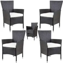 Polyrattan Gartenstuhl 4er-Set Braun/Creme stapelbar Polyrattan Gartenstuhl 4er-Set Braun/Creme stapelbar