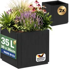 Blumentopf Ethica 2er-Set Anthrazit Kunststoff 36x36x35cm Blumentopf Ethica 2er-Set Anthrazit Kunststoff 36x36x35cm
