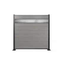 WPC Zaun, grau, Komplettset mit Designelement aus Kunstglas (Sicherheitsglas), 20 mm (Stärke) x 1800 mm (Breite) x 1850 mm (Höhe), Sichtschutz / Steckzaun / Modulares Zaunsystem inkl. Start- und Abschlussprofil (Serie WoodoNorderney+ ohne Pfosten) WPC Zaun, grau, Komplettset mit Designelement aus Kunstglas (Sicherheitsglas), 20 mm (Stärke) x 1800 mm (Breite) x 1850 mm (Höhe), Sichtschutz / Steckzaun / Modulares Zaunsystem inkl. Start- und Abschlussprofil (Serie WoodoNorderney+ ohne Pfosten)