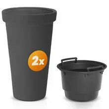 Casaria® Blumentopf 2er-Set Anthrazit 63x40cm Casaria® Blumentopf 2er-Set Anthrazit 63x40cm