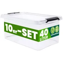 Aufbewahrungsbox 10er-Set 58x39x26cm 40L transparent stapelbar BPA-frei Aufbewahrungsbox 10er-Set 58x39x26cm 40L transparent stapelbar BPA-frei