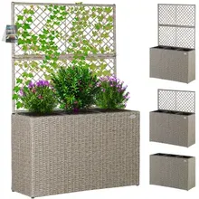 Casaria® Polyrattan Blumenkasten mit Rankgitter Creme Casaria® Polyrattan Blumenkasten mit Rankgitter Creme