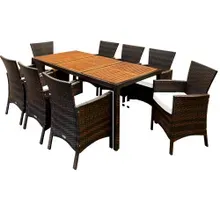 Casaria® Polyrattan Garten-Sitzgruppe Rom 9-tlg Braun Akazienholz Casaria® Polyrattan Garten-Sitzgruppe Rom 9-tlg Braun Akazienholz