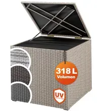 Gartenbox Polyrattan 318L Creme mit Innenverkleidung wetterfest Gartenbox Polyrattan 318L Creme mit Innenverkleidung wetterfest