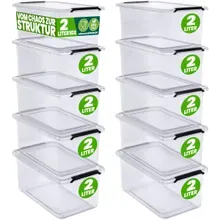 Aufbewahrungsbox 10er-Set 20x15x12cm 2L transparent stapelbar BPA-frei Aufbewahrungsbox 10er-Set 20x15x12cm 2L transparent stapelbar BPA-frei