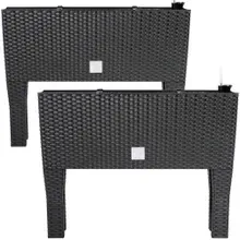Hochbeet 2er-Set Polyrattanoptik Anthrazit 60x25x46cm Bewässerungssystem Hochbeet 2er-Set Polyrattanoptik Anthrazit 60x25x46cm Bewässerungssystem