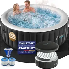 Whirlpool aufblasbar Schwarz rund 6 Personen 20-42°C winterfest Whirlpool aufblasbar Schwarz rund 6 Personen 20-42°C winterfest