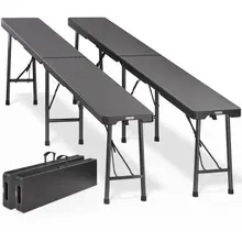 Bierbank 2er-Set Anthrazit Kunststoff 180cm Bierbank 2er-Set Anthrazit Kunststoff 180cm