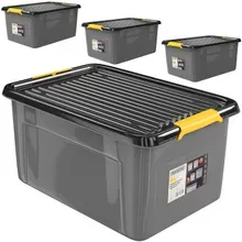 monzana® Aufbewahrungsbox 4er-Set Grau/Anthrazit 58x39x25cm stapelbar monzana® Aufbewahrungsbox 4er-Set Grau/Anthrazit 58x39x25cm stapelbar