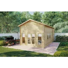 Blockbohlenhaus mit Schlafboden “Stefan 1” 4x7m | Blockhaus mit Schlafboden | Blockbohlenhaus mit Mansarde | Holzhaus im Garten Blockbohlenhaus mit Schlafboden “Stefan 1” 4x7m | Blockhaus mit Schlafboden | Blockbohlenhaus mit Mansarde | Holzhaus im Garten