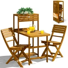 Casaria® Garten-Sitzgruppe 3-tlg Akazienholz FSC®-zertifiziert klappbar Casaria® Garten-Sitzgruppe 3-tlg Akazienholz FSC®-zertifiziert klappbar