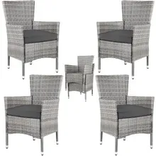 Polyrattan Gartenstuhl 4er-Set Grau/Anthrazit stapelbar Polyrattan Gartenstuhl 4er-Set Grau/Anthrazit stapelbar