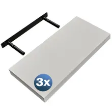 Wandregal Schweberegal 50cm 3er-Set Weiß + Halterung Wandregal Schweberegal 50cm 3er-Set Weiß + Halterung