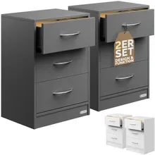 Nachttisch Eloise 2er-Set Anthrazit 54x39x28cm LED Nachttisch Eloise 2er-Set Anthrazit 54x39x28cm LED