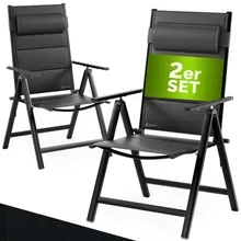 Casaria® Gartenstühle 2er-Set Schwarz klappbar gepolstert Alu verstellbar 120kg Belastbarkeit wetterfest Casaria® Gartenstühle 2er-Set Schwarz klappbar gepolstert Alu verstellbar 120kg Belastbarkeit wetterfest