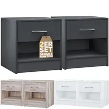 Casaria® Nachttisch Kiel 2er-Set Anthrazit 41x39x28cm Casaria® Nachttisch Kiel 2er-Set Anthrazit 41x39x28cm