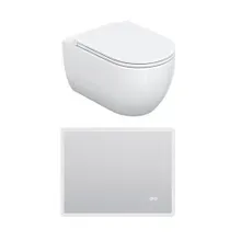HOROW UG16R Spülrandloses Wand-WC mit Soft-Close-Deckel, 54×36×35,5cm - WC & Spiegel Set HOROW UG16R Spülrandloses Wand-WC mit Soft-Close-Deckel, 54×36×35,5cm - WC & Spiegel Set
