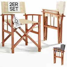 Regiestuhl Premium Creme 2er-Set FSC®-zertifiziertes Eukalyptusholz Gepolstert Regiestuhl Premium Creme 2er-Set FSC®-zertifiziertes Eukalyptusholz Gepolstert