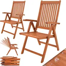 Klappstuhl 2er-Set ergonomisch verstellbar 5 Positionen Eukalyptus Klappstuhl 2er-Set ergonomisch verstellbar 5 Positionen Eukalyptus