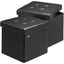 Casaria® Sitzhocker 2er-Set Schwarz Kunstleder 38x38x38cm faltbar Casaria® Sitzhocker 2er-Set Schwarz Kunstleder 38x38x38cm faltbar