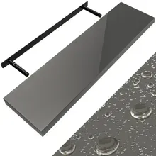 Casaria® Wandregal Schweberegal 90cm Hochglanz Grau + Halterung Casaria® Wandregal Schweberegal 90cm Hochglanz Grau + Halterung