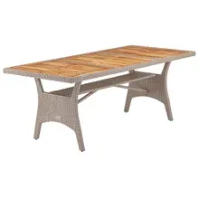 Polyrattan Gartentisch Takeo Creme 190x90x74cm Akazie Polyrattan Gartentisch Takeo Creme 190x90x74cm Akazie