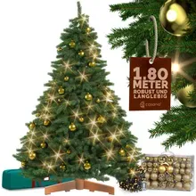 Casaria® Künstlicher Weihnachtsbaum Premium 180cm + Kugeln Gold + Lichterkette warmweiß Casaria® Künstlicher Weihnachtsbaum Premium 180cm + Kugeln Gold + Lichterkette warmweiß