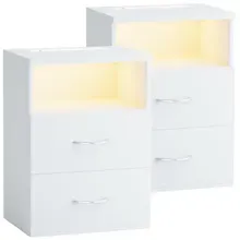 Casaria® Nachttisch Jamie 2er-Set Weiß 55x40x28cm Casaria® Nachttisch Jamie 2er-Set Weiß 55x40x28cm