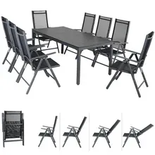 Gartensitzgruppe Bern 9-tlg 8 Personen Anthrazit Alu WPC Gartensitzgruppe Bern 9-tlg 8 Personen Anthrazit Alu WPC