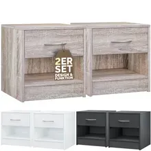 Casaria® Nachttisch Kiel 2er-Set Eiche 41x39x28cm Casaria® Nachttisch Kiel 2er-Set Eiche 41x39x28cm