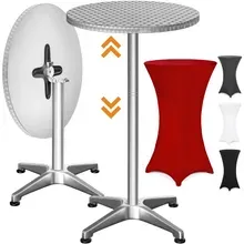 Casaria® Stehtisch Silber 115x60cm + Husse Rot Ø60cm Casaria® Stehtisch Silber 115x60cm + Husse Rot Ø60cm