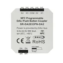 SR-DA2833PN-DA2 DALI-2 Tasterkoppler 4-Kanal, NFC-programmierbar, für Taster und Bewegungsmelder SR-DA2833PN-DA2 DALI-2 Tasterkoppler 4-Kanal, NFC-programmierbar, für Taster und Bewegungsmelder