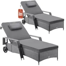Polyrattan Gartenliege 2er-Set Grau/Anthrazit 193x90x43cm Polyrattan Gartenliege 2er-Set Grau/Anthrazit 193x90x43cm