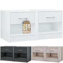 Casaria® Nachttisch Kiel 2er-Set Weiß 41x39x28cm Casaria® Nachttisch Kiel 2er-Set Weiß 41x39x28cm