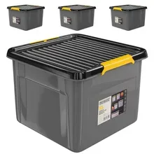 Aufbewahrungsbox 4er-Set Grau/Anthrazit 39x39x26cm stapelbar Aufbewahrungsbox 4er-Set Grau/Anthrazit 39x39x26cm stapelbar