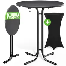 Stehtisch Grau 110x80cm + Stehtischhusse Schwarz Ø80cm Stehtisch Grau 110x80cm + Stehtischhusse Schwarz Ø80cm